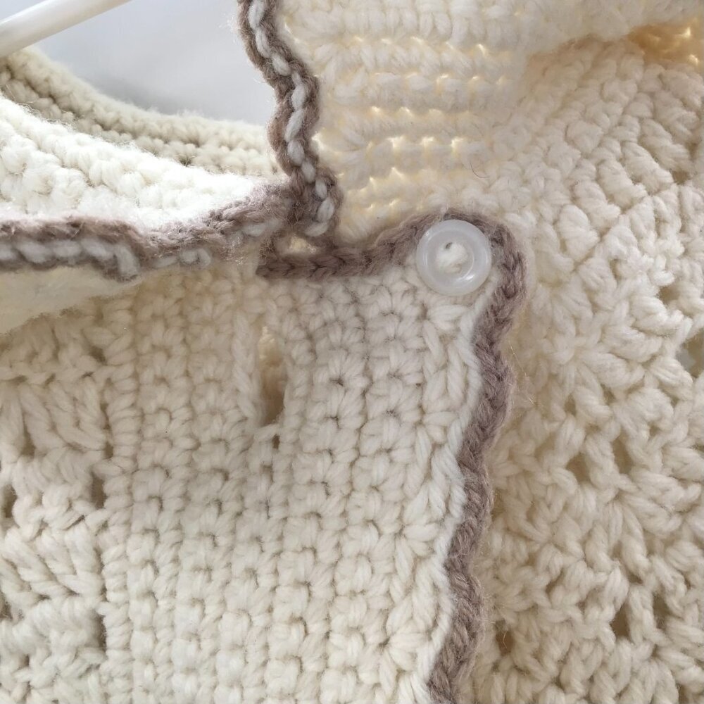 VTG Hand Crochet OS Capelet Short Cape Cream Boho Cottagecore Cosplay Prairie - Picture 11 of 11